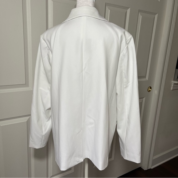 NWT Saks Fifth Avenue White Single Button Blazer Notched Collar Fully Lined L - Picture 3 of 14